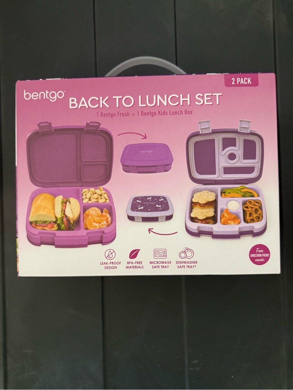 NEW Bentgo 2 Pack Lunchbox Bento BPA Free Portioned Dishwasher Safe Lunch Kit
